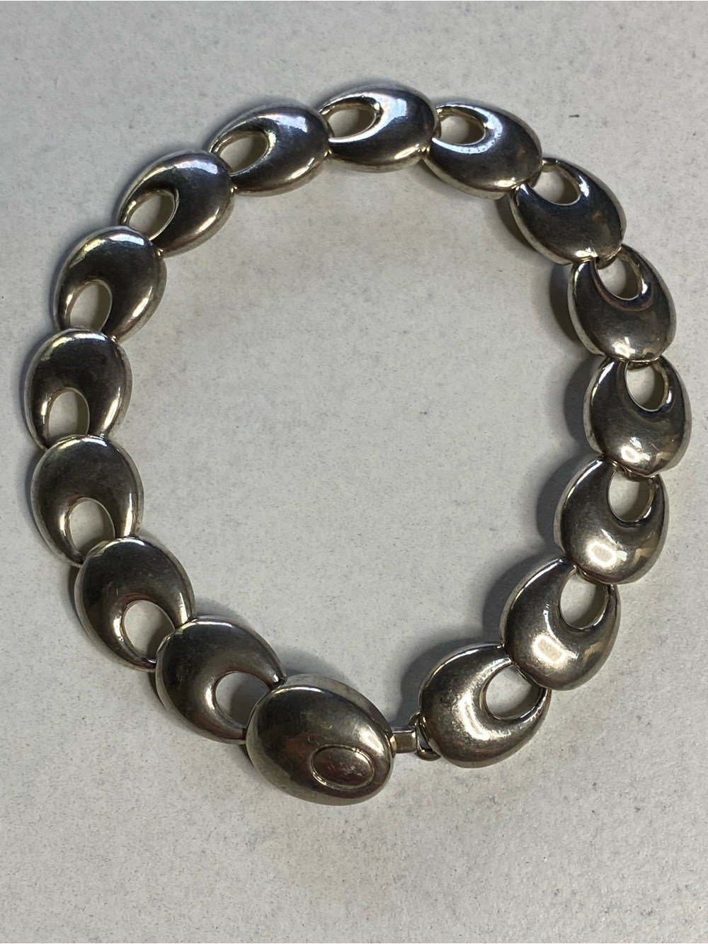 Sterling Silver Link Statement Necklace - Silver